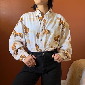 Vintage 90s gallop cotton button down shirt, western rodeo, large